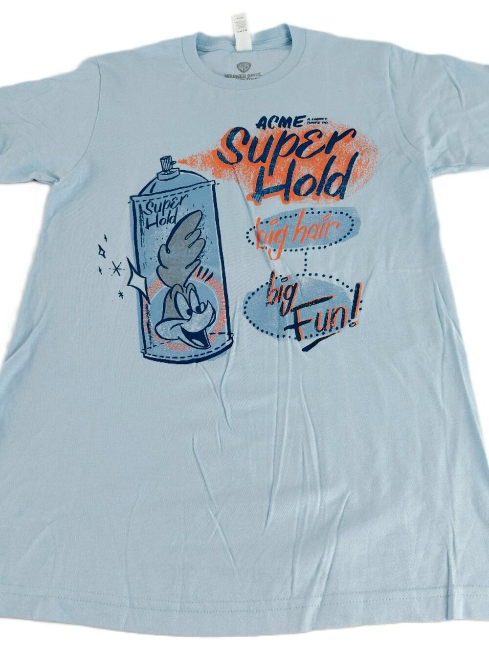 Looney Tunes Roadrunner ACME Super Hold Crew Neck Tee Unisex Size Small Blue WB
